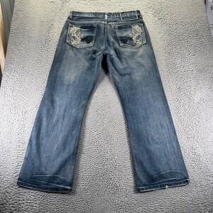 Vintage Helix Jeans Mens 34x30 Blue Dark Wash Cotton Boot Fit Denim Baggy